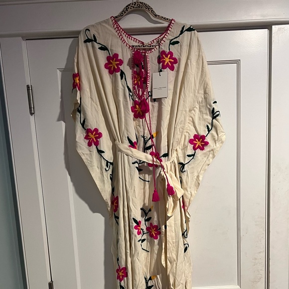 Spell - SAYULITA EMBROIDERED KAFTAN IN CREAM - NWT - M/L - Picture 9 of 14